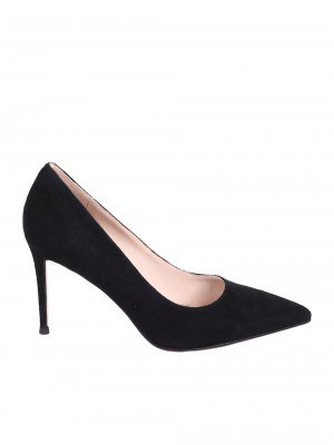 Елегантни дамски обувки, на висок ток, от естествен велур в черно GL-P3268 black/1388 black