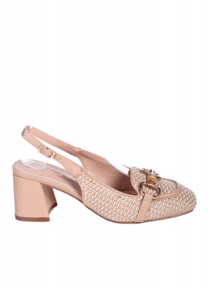 Ежедневни дамски обувки, на дебел ток, в бежово 3M-25257 beige