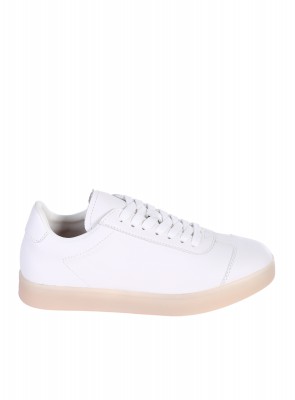Ежедневни дамски обувки, тип кец, от естествена кожа в бяло 3AB-24703 off white