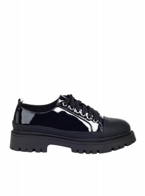 Ежедневни дамски обувки в черно  3C-25364 black pu