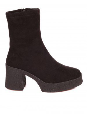 Дамски боти на ток в черно 2R-25620 black microfiber (22520)