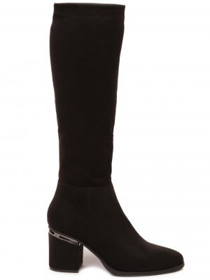 Елегантни дамски ботуши, на дебел ток, в черно 1R-25555 black (24580) (23504)