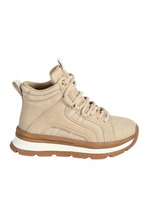 Ежедневни дамски боти от еко кожа в бежово 2U-25510 beige