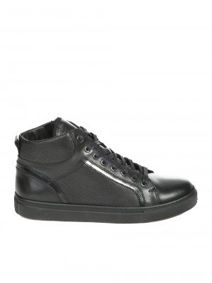 Ежедневни мъжки боти от естествена кожа в черно 6AT-25708 black (24801)