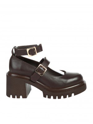 Ежедневни дамски обувки от естествена кожа в кафяво 3AT-25682 brown leather