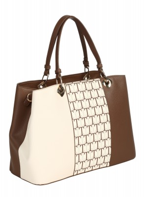 Елегантна дамска чанта в бежово/кафяв цвят 9V-25642 brown/beige