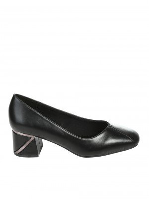 Елегантни дамски обувки на ток в черно 3C-25993 black pu