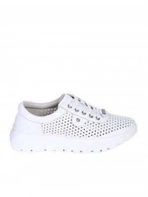 Ежедневни дамски обувки от естествена кожа в бяло 3AF-26002 white(25048)