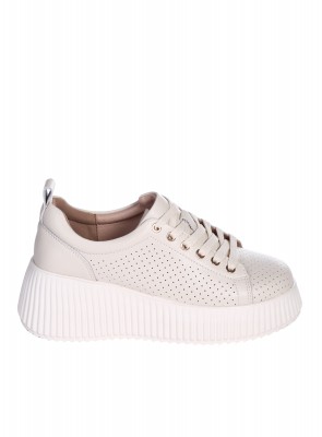 Ежедневни дамски обувки на платформа от естествена кожа в бежово 3AF-26018 beige