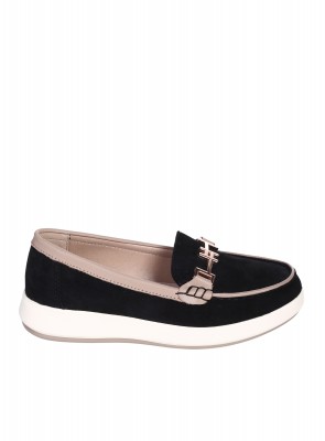 Ежедневни дамски мокасини от естествен велур в черно 3AF-26019 black