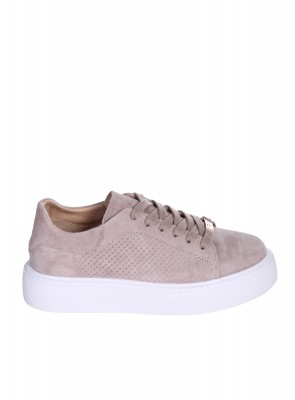 Ежедневни дамски обувки на платформа от естествен велур в бежово 3AF-26021 beige