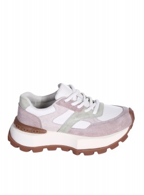 Ежедневни дамски обувки на платформа от естествена кожа 3AF-26026 white/beige/lt.green