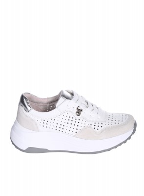 Ежедневни дамски обувки на платформа от естествена кожа 3AF-26028 white