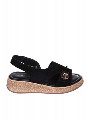 Ежедневни дамски сандали на платформа от естествен велур 4AF-26030 black