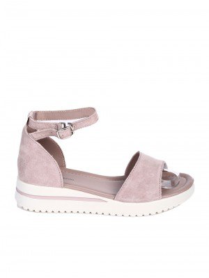 Ежедневни дамски сандали от естествен велур в бежово 4AF-26076 beige (25079)