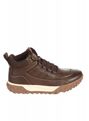 Ежедневни мъжки боти от естествена кожа и текстил 6AF-25628 coffee