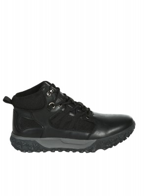 Ежедневни мъжки боти от естествена кожа и текстил 6AF-25633 black