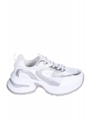 Ежедневни дамски обувки в бял/сребрист цвят 3U-26066 white