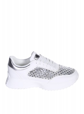 Ежедневни дамски обувки в бял/сребрист цвят 3U-26069 white