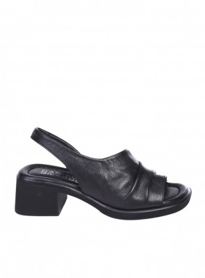 Ежедневни дамски сандали, на дебел ток, от естествена кожа в черно 4AT-26264 black (25336)