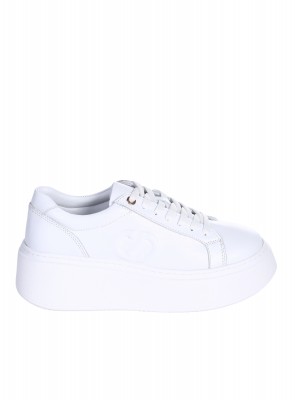 Ежедневни дамски обувки, тип кец, от естествена кожа в бяло 3AT-26274 white