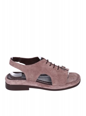 Ежедневни дамски сандали от естествен велур в кафяво 4AT-26230 taupe su