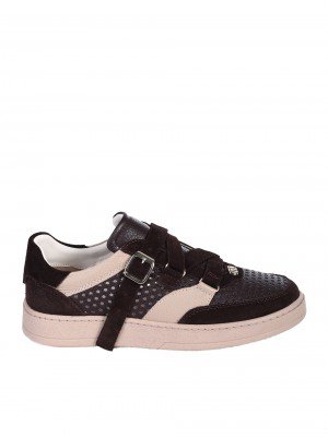 Ежедневни дамски обувки от естествен велур с перфорации 3AT-26271 brown