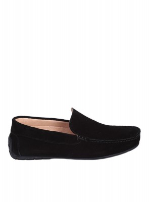 Ежедневни мъжки обувки от естествен велур в черно 7AT-26299 black su