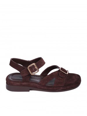 Ежедневни дамски сандали от естествен велур в кафяво 4AT-26229 brown