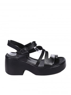 Ежедневни дамски сандали от естествена кожа в черно 4AT-26232 black