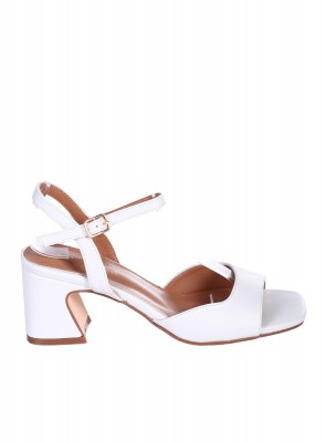 Дамски сандали, на ток, в бяло 4M-26088 white 