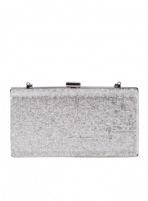 Елегантна дамска чанта, в сребристо 9AG-26143(25243) silver stones