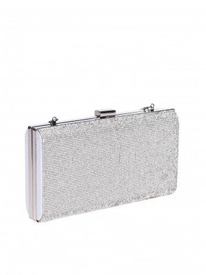 Елегантна дамска чанта, в сребристо 9AG-26143(25243) silver stones