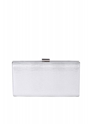 Елегантна дамска чанта,тип клъч, в сребристо 9AG-26143 silver pu