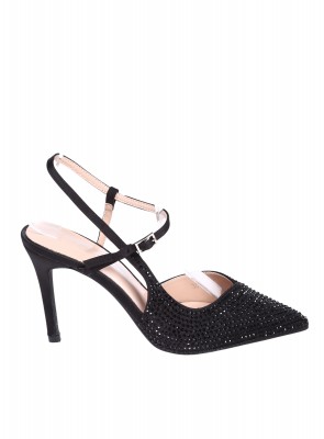 Елегантни дамски обувки на ток в черно 3C-26039 black 