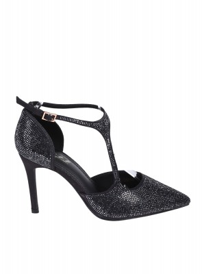 Елегантни дамски обувки на ток в черно 3C-26040 black 