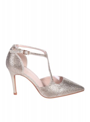 Елегантни дамски обувки на ток в златисто 3C-26040 gold