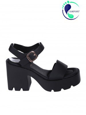 Ежедневни дамски сандали, на платформа, в черно 4H-26100 black