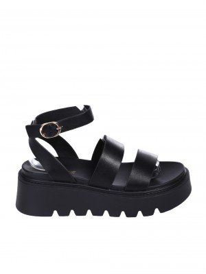 Ежедневни дамски сандали, на платформа, в черно 4H-26102 black
