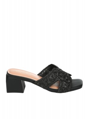 Ежедневни дамски чехли на ток в черено 5C-26148 black