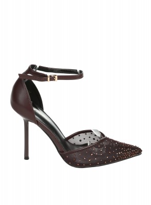 Елегантни дамски обувки на висок ток в кафяво 3M-26197 brown
