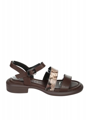Ежедневни дамски сандали на платформа от естествена кожа в кафяво 4AF-26123 brown