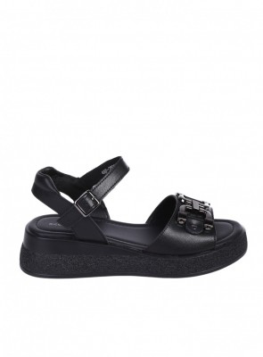 Ежедневни дамски сандали от естествена кожа в черно 4AF-26031 black (25081)