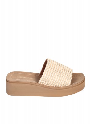 Ежедневни дамски чехли в бежово 5F-26182 beige