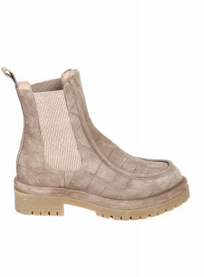 Ежедневни дамски боти от естествен велур в бежово 2AT-26731 beige