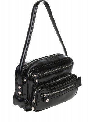 Ежедневна дамска чанта от лак в черно 9Q-26602 black