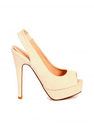 Елегантни дамски сандали на ток в бежово 4L-14143 beige