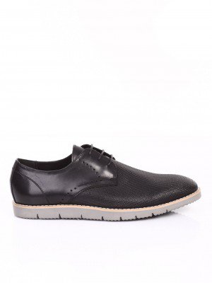 Спортно-елегантни мъжки обувки от естествена кожа 7N-15200 black