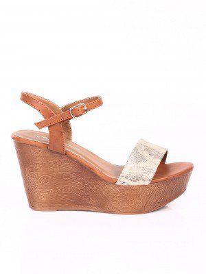 Ежедневни дамски сандали на платформа в цвят камел 4L-15099 camel