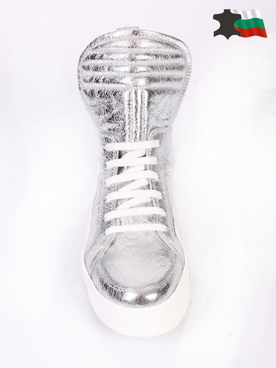 Ежедневни дамски летни боти от естествена кожа 2AB-16310 silver